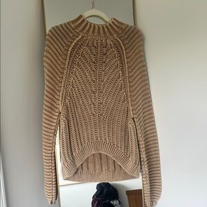 Free People Elegant Tan Cable Knit Sweater
